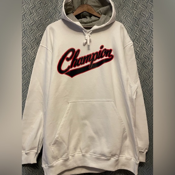 NWT Champion Powerblend Fleece Mens Long Sleeve Hoodie Big and Tall. 2XB. White - Picture 4 of 15